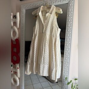 Maeve Cream ivory Eyelet Mini Dress